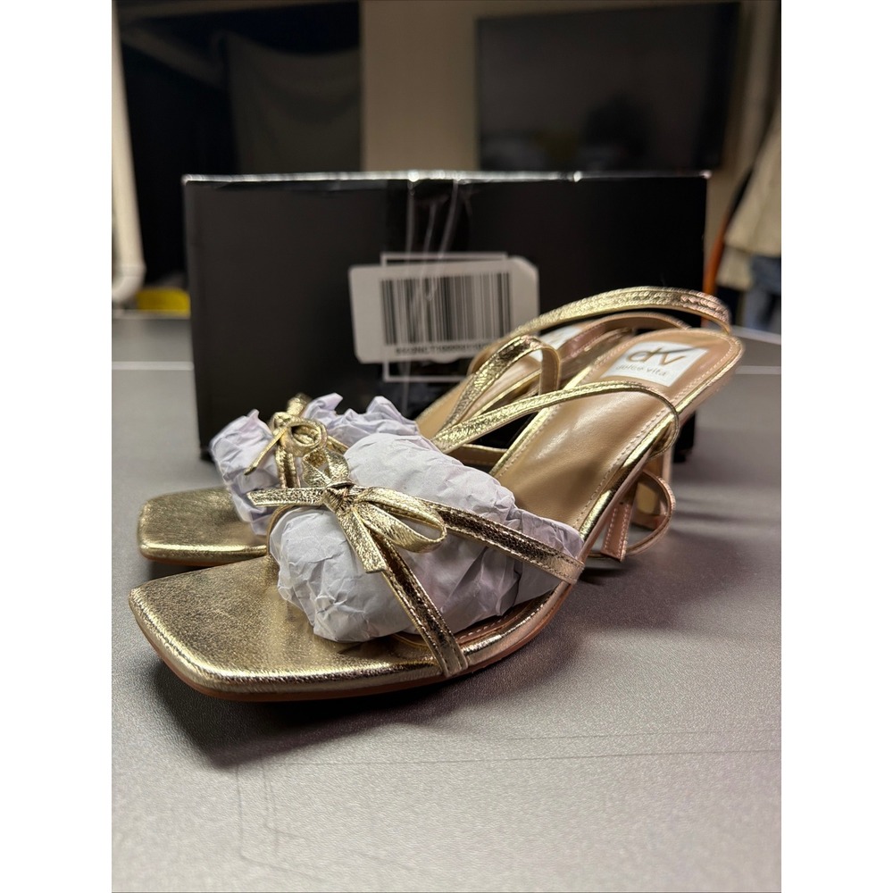 Dolce Vita Zidane Gold Bow Ankle-Strap Dress Sandals Women's Size 7.5 NWB - Picture 2 of 9